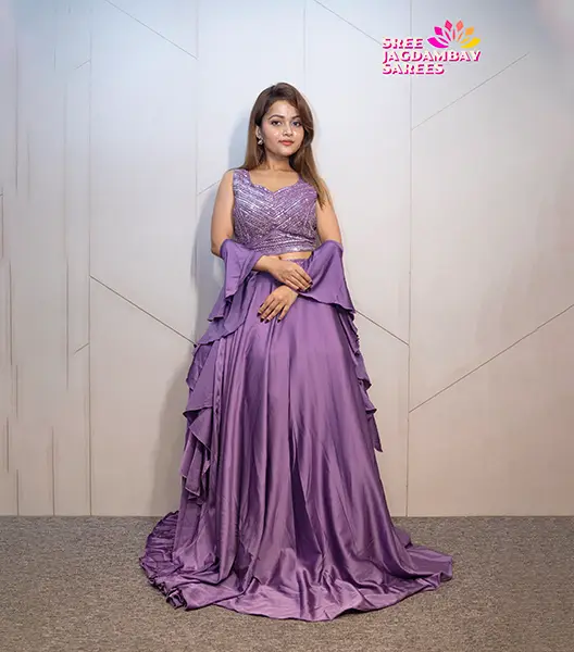 Lilac Purple Ruffled Gown - Image 3