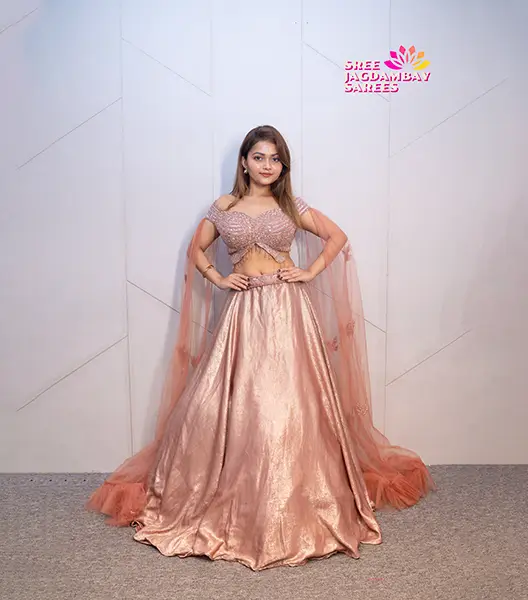 Rose Gold Metallic Lehenga Set - Image 4