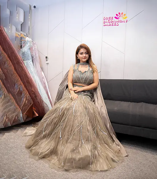 Silver Glaze Embellished Lehenga - Image 3