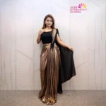 Black and Antique Copper-Gold Cocktail Shimmer Saree