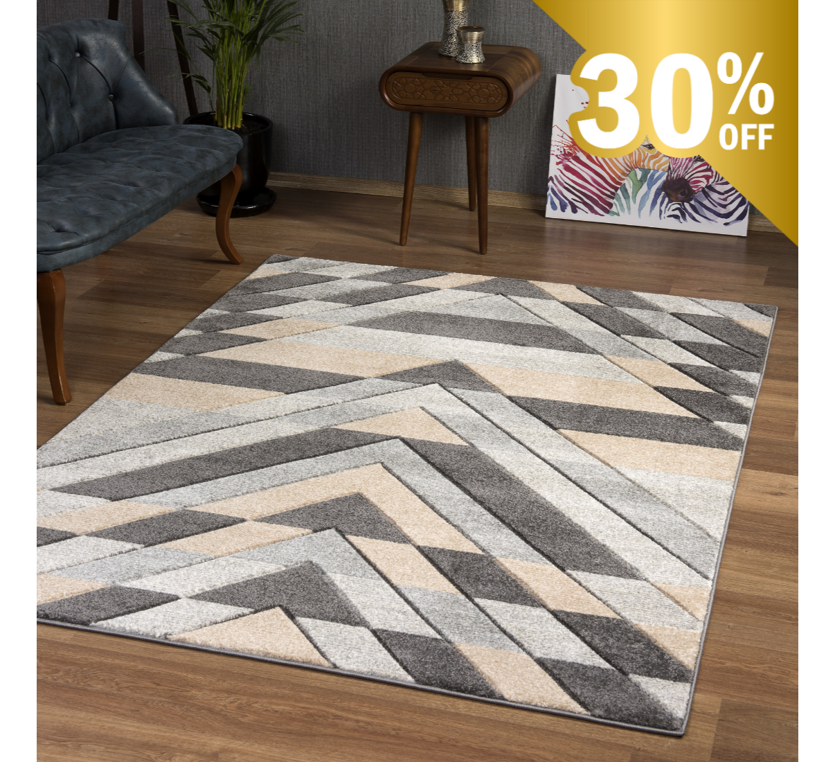 Asher Rug Grey-Beige - Image 8