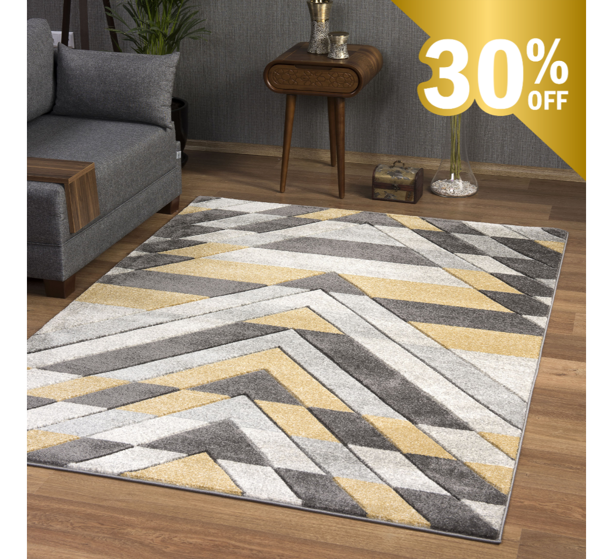 Asher Rug Grey-Mustard - Image 8