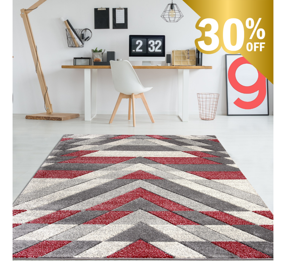 Asher Rug Grey-Red - Image 6