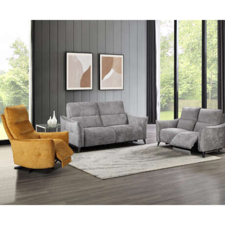 Sofia 2 Seater Sofa – Grey Fabric with Button Design (Fixed)