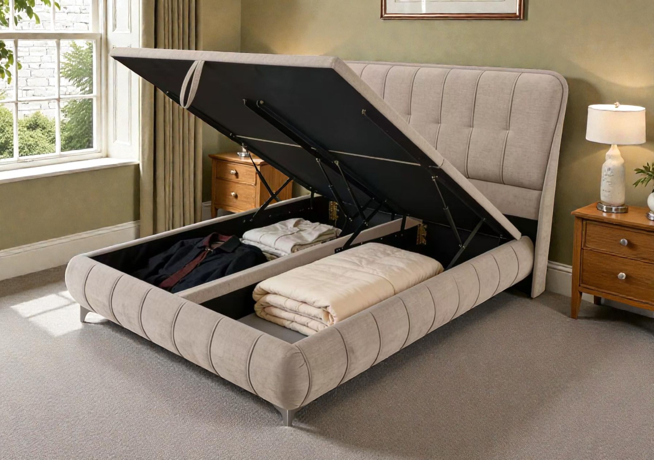 Limerick Beige Storage Bed - Image 5