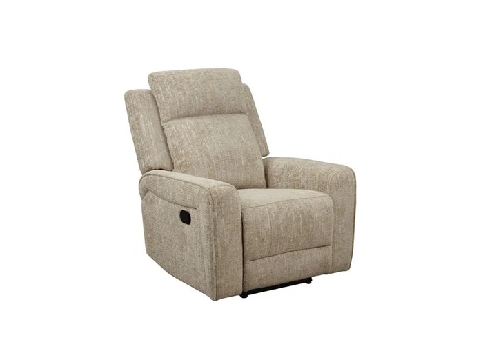 Harper Manual Reclining Armchair – Off-White Chenille Fabric - Image 3