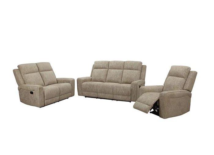 Harper Manual Reclining Armchair – Off-White Chenille Fabric - Image 2
