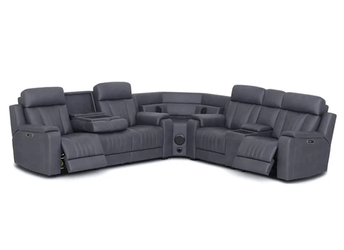 Angelo Grey Powered Reclining Sectional Sofa with Inbuilt Speakers | Luxury Tech-Enhanced Comfort - Image 5