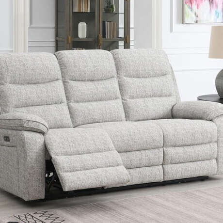 Bromley Grey Fabric Powered Reclining 3PP Sofa | Modern Comfort & Smooth Power Recline
