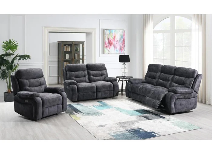 Carrie Grey Velvet Reclining Armchairs W/Power Option - Image 2