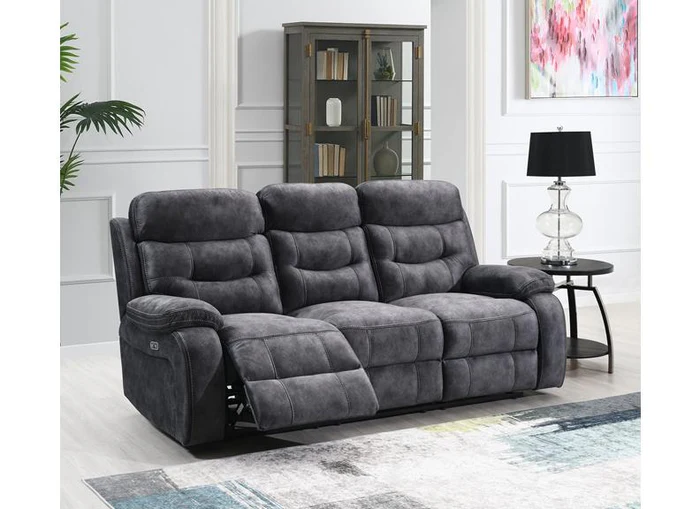 Carrie Grey Velvet 3RR+2RR+RR Sofas W/Power Option - Image 3