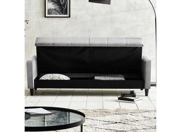 Alfie Storage Sofa Bed – Grey Fabric with Underneath Storage - Image 5