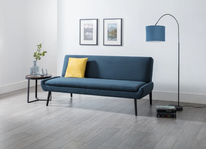 Gaudi Convertible Sofa Bed – Blue Linen Effect with Click-Clack Mechanism - Image 2