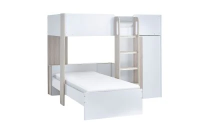 Horizon Bunk Bed - Pale Wood & White Finish with Built-in Storage & Glow-in-the-Dark Steps | Homeline Furniture - Image 7