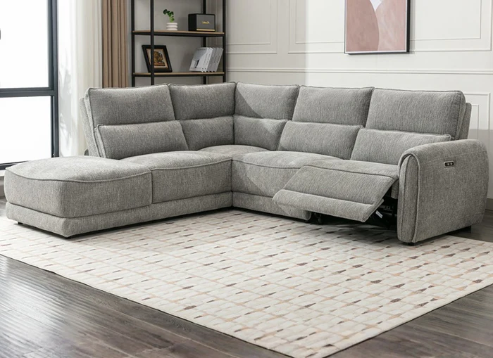 Nora Grey Fabric Powered Sectional Sofa with Chaise (R/LHF Chaise,Wedge,Arm,LHF Rec)– Modern Premium Comfort