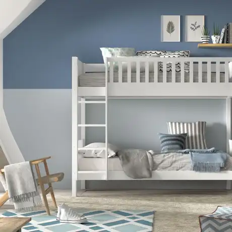 SCOTT Bunk Bed 90 x 200 cm in White – Solid Pine, Space-Saving Design