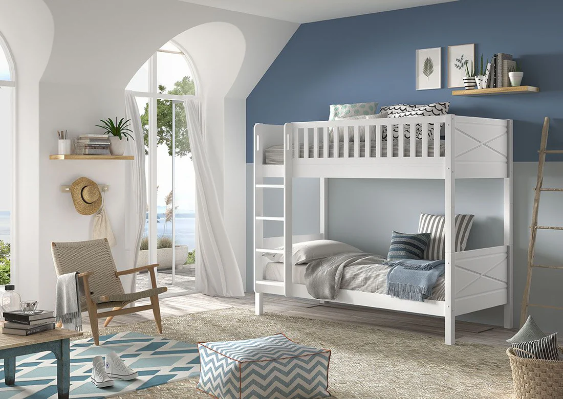 SCOTT Bunk Bed 90 x 200 cm in White – Solid Pine, Space-Saving Design - Image 4