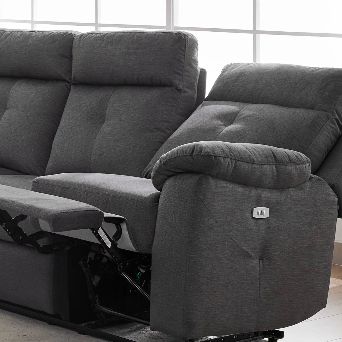Palermo 3 Seater Electric Recliner – Anthracite Fabric with USB Charging - Image 2