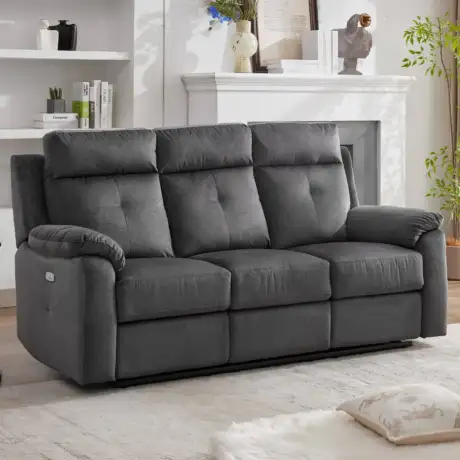 Palermo 3 Seater Electric Recliner – Anthracite Fabric with USB Charging