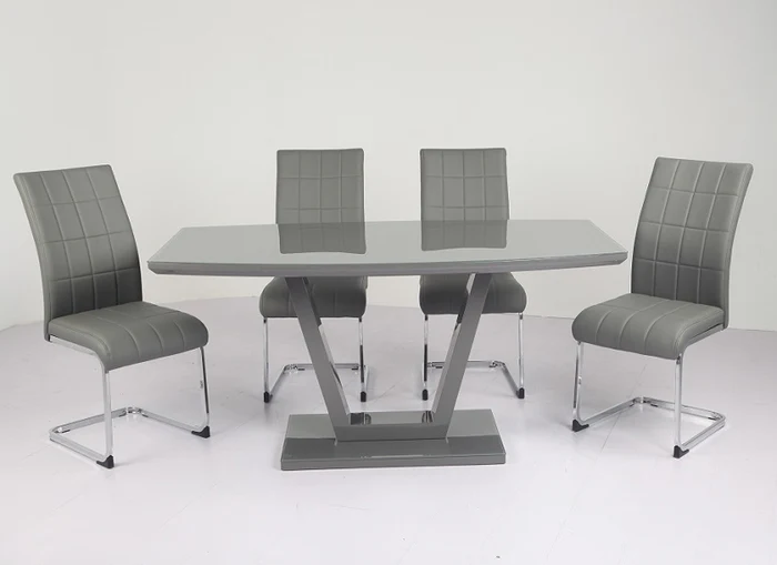 Edel Grey 5 ft Dining Set – Glass Top with 6 PU Chairs - Image 3