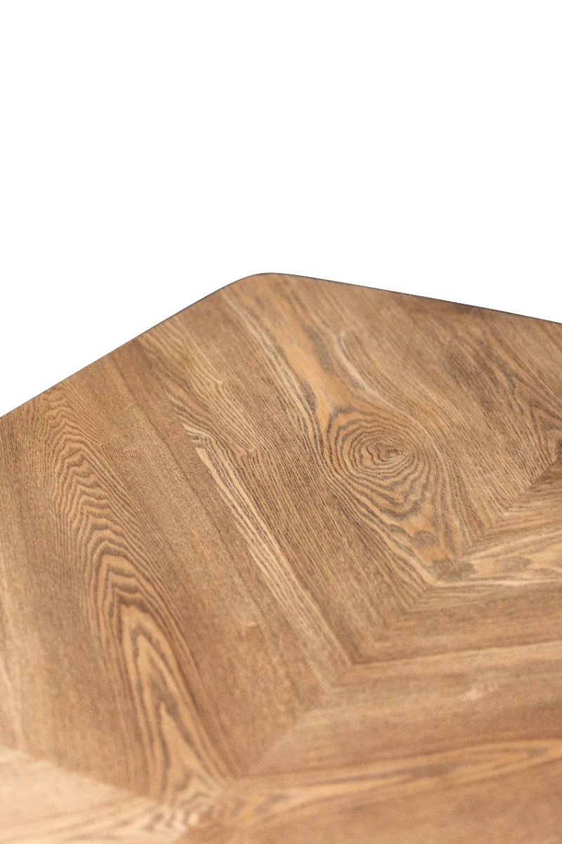 Hampton Oak 1.6m Dining Table – Inlay Design with X-Frame Black Base - Image 4
