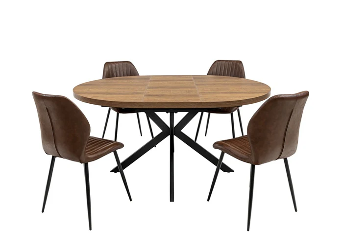 Panama Dark Oak Round Dining Sets W/Four Fontana Chairs - Image 4