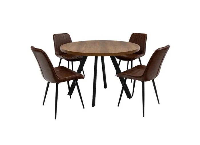 Panama Dark Oak Round Dining Sets W/Four Fontana Chairs - Image 6